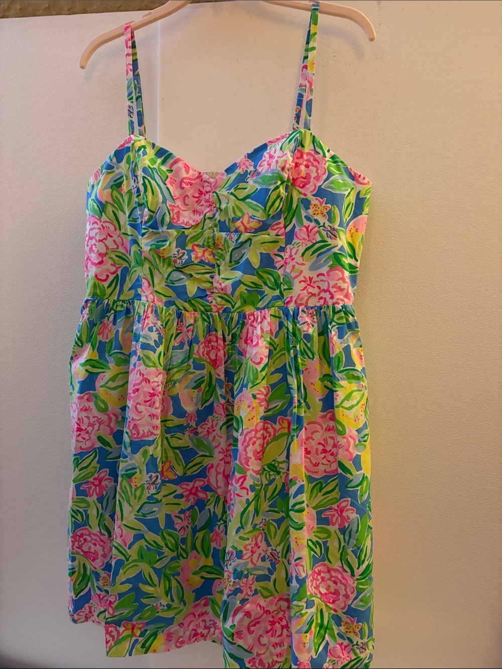 Lilly Pulitzer Spaghetti Strap Floral Dress Size 16 XL Cotton with Pockets